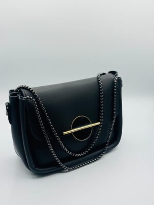 Black Croc Mini Handbag with Black Chain