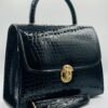 Elegant Croc-Textured Black Handbag